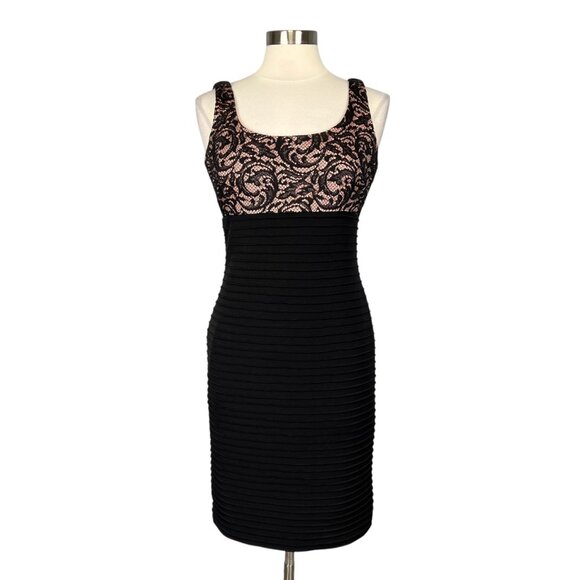 Calvin Klein Womens Sleeveless Sheath Cocktail Dress Black Pink Lace size 8 - Picture 1 of 12